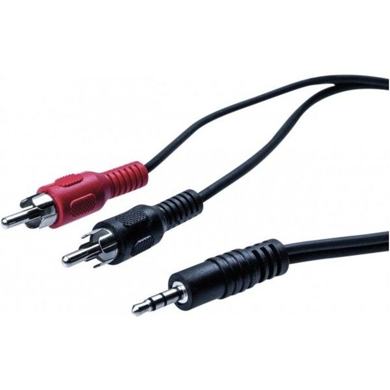 Cordon Jack stéréo 3.5mm male vers 2 RCA stéréo male noir 3 mètres