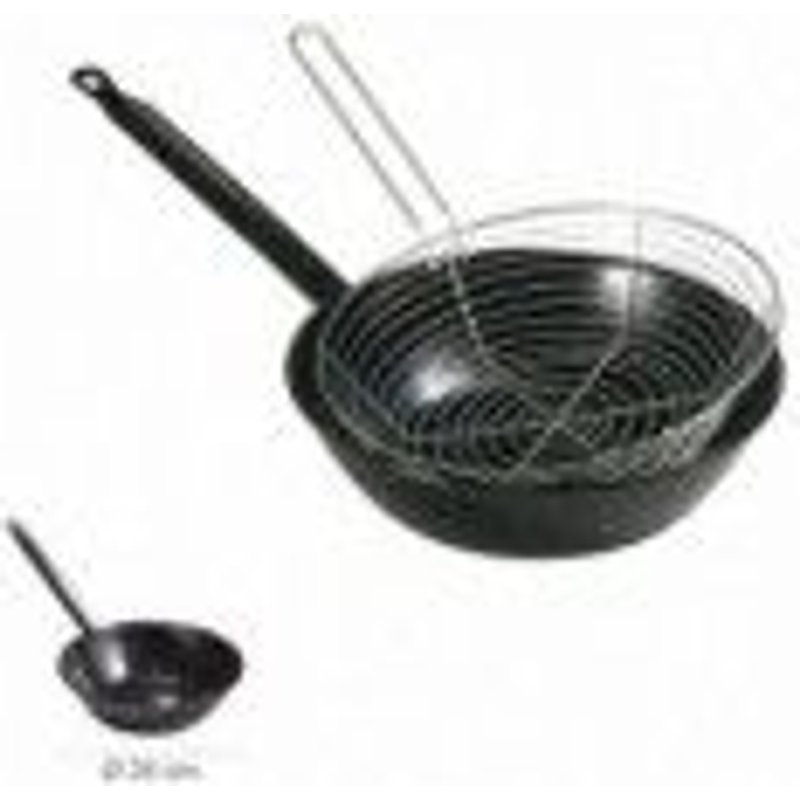 Sarten Esmaltada Con Mango Ø 26 cm. Con Cestillo Freir
