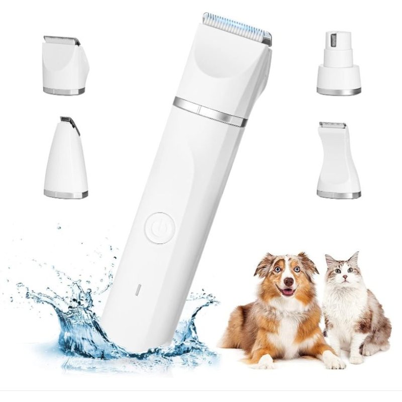 4 En 1 Tondeuse Chien Professionnelle: Silencieuse Tondeuses Pour Chiens Étanchéité Ipx7,Sans Fil Fondeuse Toilettage Pour Animaux Avec Câble Usb Rechargeable Pour Chat Et Autres Animaux (Blanc)