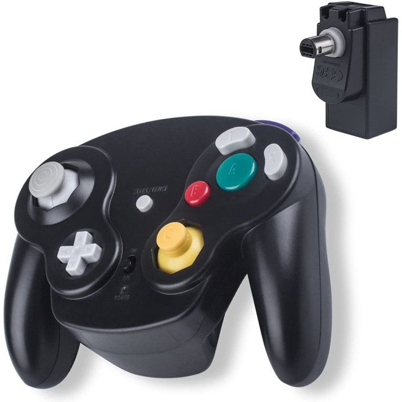 Manette De Jeu Sans Fil Bluetooth 2,4 Ghz Pour Gamecube - Contrôleur Ngc Avec Adaptateur Récepteur - Noir