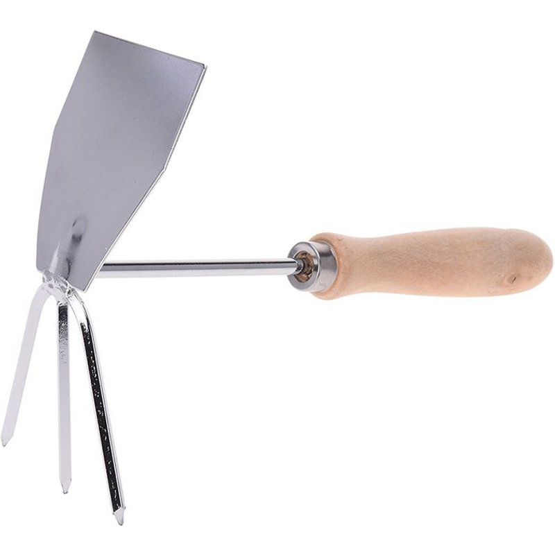 Pioche de jardin - 3 pointes - Avec pelle plate - 18x27cm