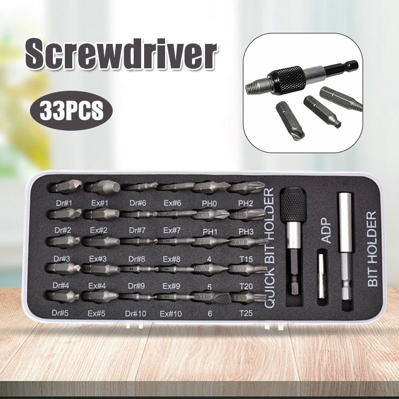 33 pièces dissolvant de boulon cassé extracteur de vis endommagé vitesse hors foret Kits d'outils réparation HKS99