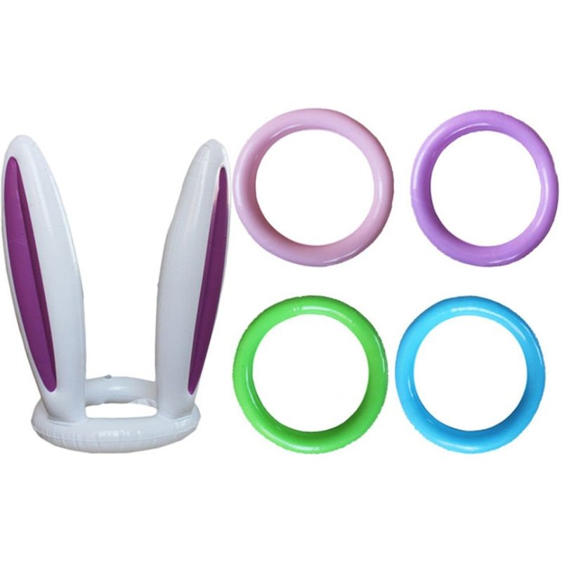 Lancer Jeu Drôle Sur Le Thème Avec Anneau Enfants Chapeau Mignon Vacances Gonflable En Plein Air Fête Lapin Oreille Jouet Pvc Cadeau De Pâques