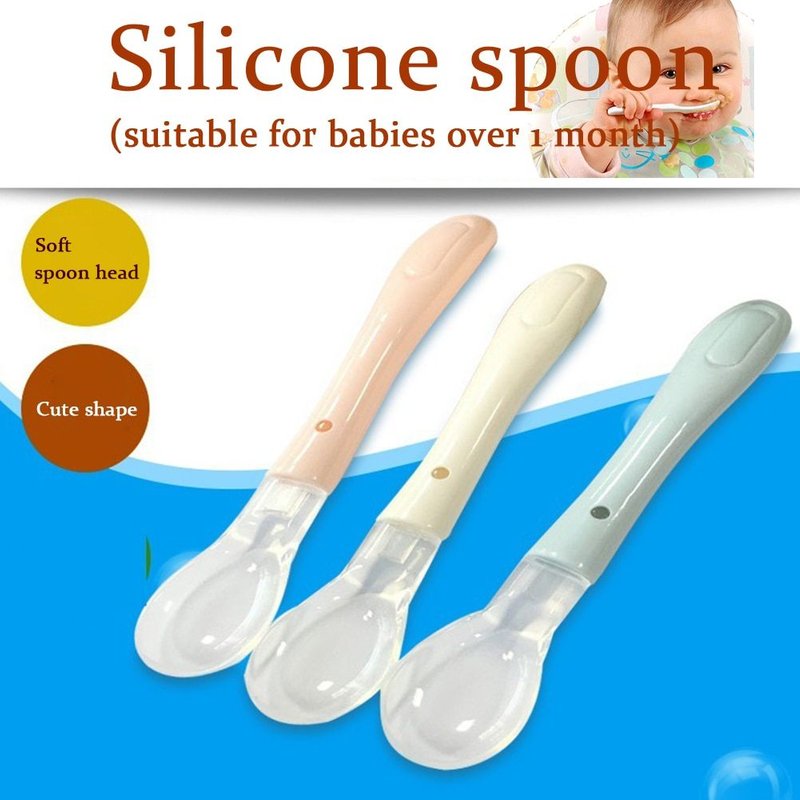 Cuillère En Silicone Souple Pour Bébé Couleur Bonbon? Ustensiles De Table De Sécurité Pour Bébé? Aliments Pour Enfants? Outils D'alimentation Pour Bébés? Nourisseur De Bébé Chauds