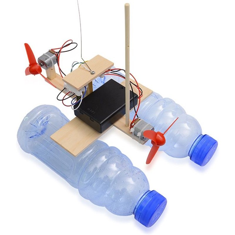 Bricolage Étudiant Assemblé Éolienne Modèle Bateau En Bois Télécommande Bateau Bricolage Science Expérience Jouets Éducatifs Pour Les Enfants