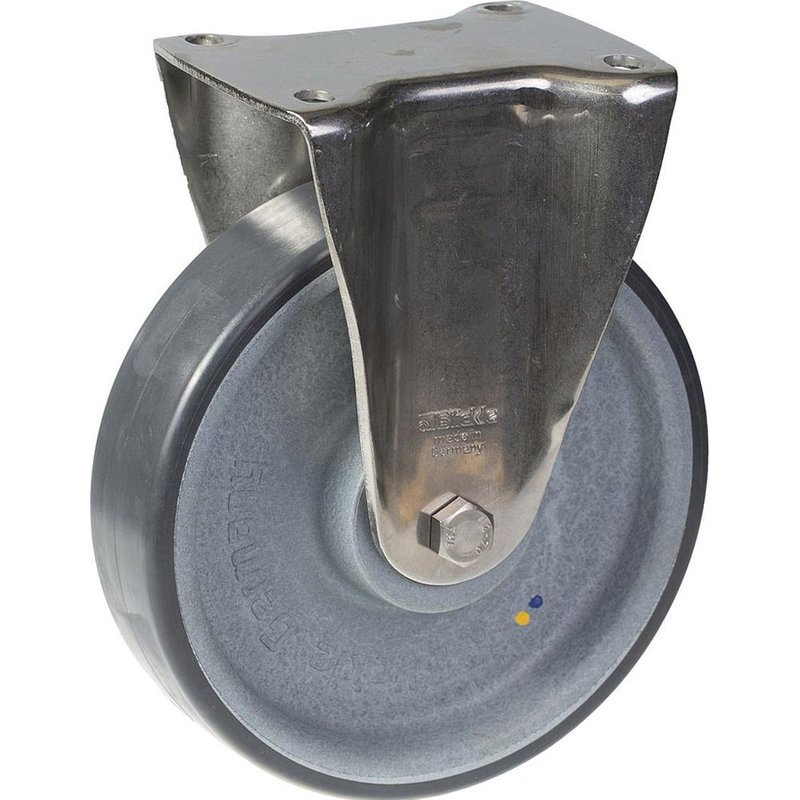 200mm stainless steel fixed castor with grey electrically conductive thermoplast