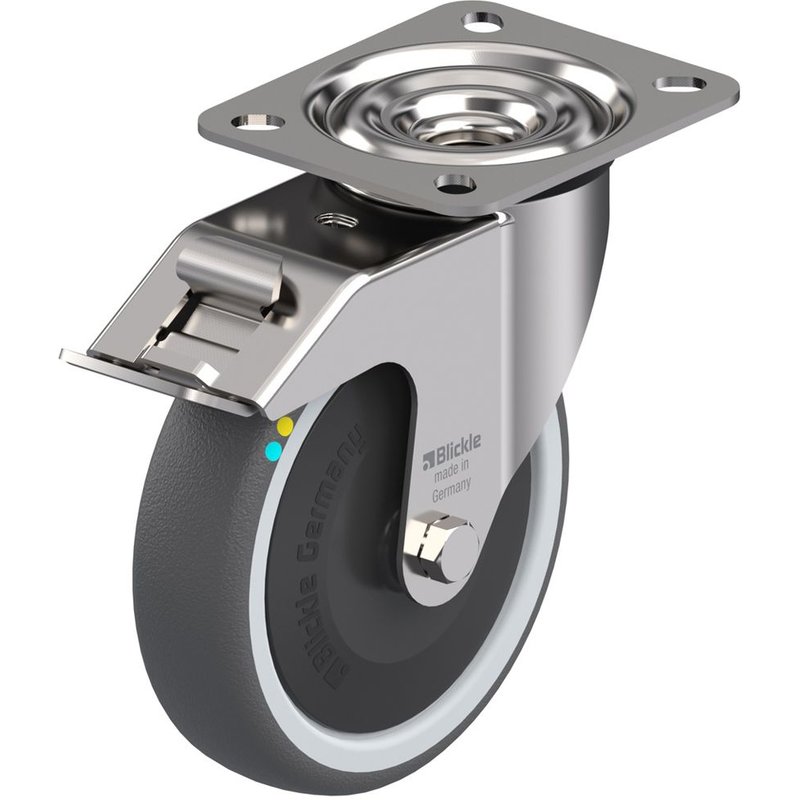 125mm stainless steel swivel/brake castor with grey electrically conductive ther