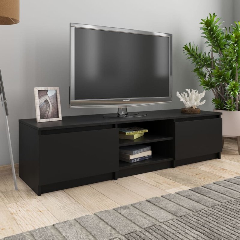 Vidaxl Meuble Tv Noir 140x40x35,5 Cm Bois D'ingénierie