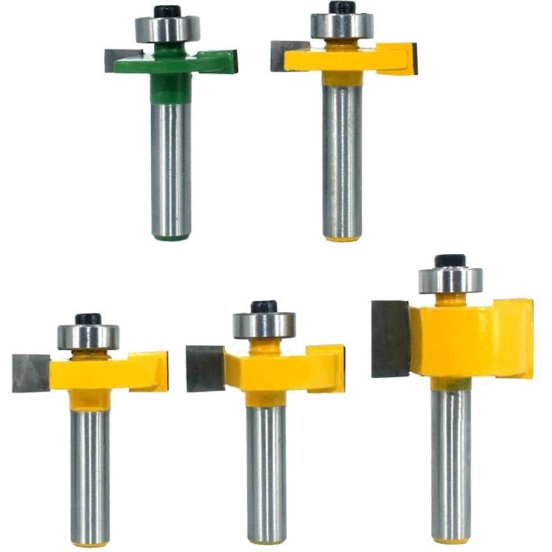 5 pièces 8mm tige T fente fraise avec roulement bois rainurage fraise T Type Rabbeting boiseries outils pour le bois