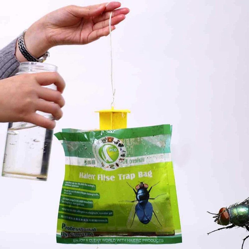 1 Paquets Attrayant 1Pc Sac De Moucherolle Maison Extérieur Jetable Piège De Contrôle De Mouche Insecticide Mouches Piège De Moucherolle Jardin