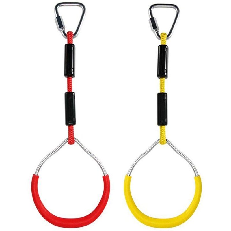 2x Swing Anneaux De Gymnastique Enfants Barre De Trapèze Tirer Vers Le Haut Anneaux De Gymnastique Anneau Pour Enfants Garçons Filles Jaune Et Rouge