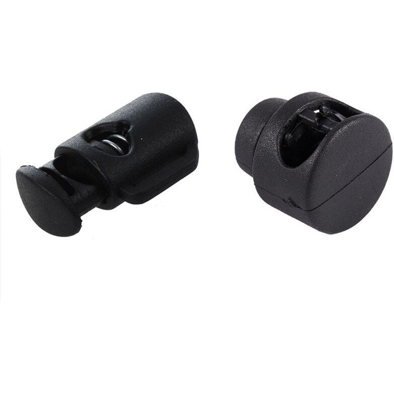 20 Pièces Simple Trou Corde Cordon Serrures Extrémités Cordon Bascule Noir 8mm & M