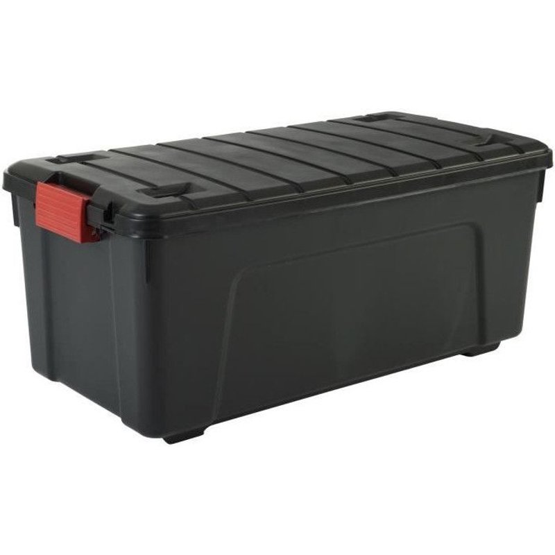IRIS OHYAMA Lot de 3 boites de rangement bricolage - Store It All - 75 L - Noir et rouge - 78 x 39,5 x 35 cm