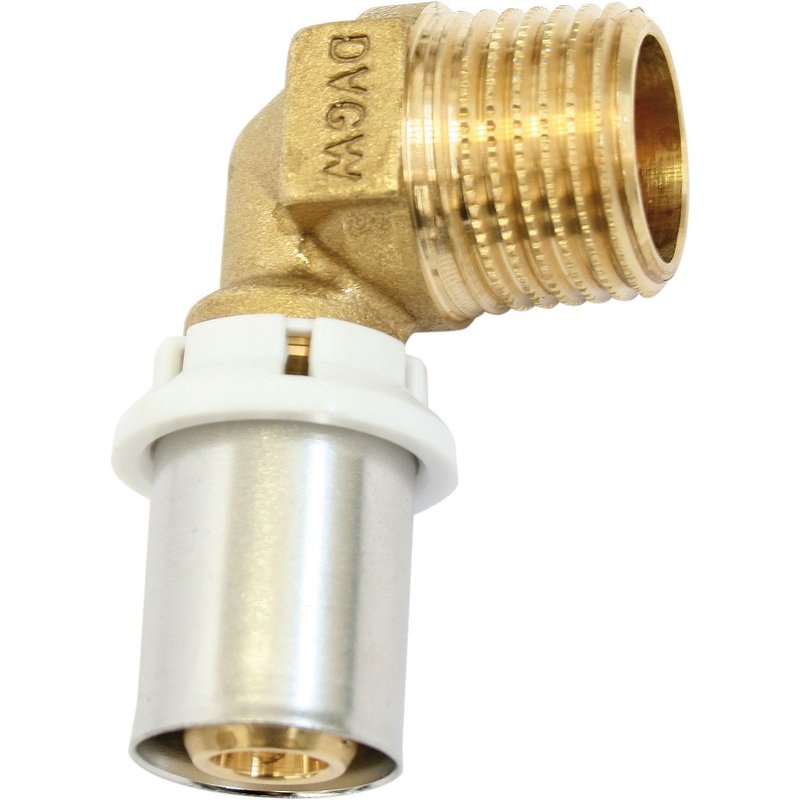 Coude à sertir pour tube Multicouche Ø16 - M15/21