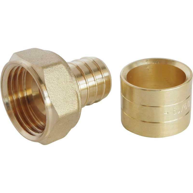 Raccord droit à glissement pour tube PER Ø16 - Ecrou-tournant F15/21 - lot de 10