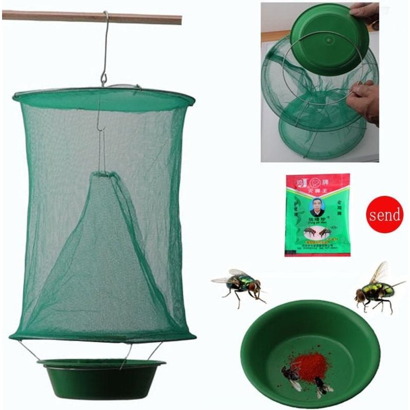 Santé 1PCS Lutte antiparasitaire Piège à mouches réutilisable Piège à mouches suspendu Tueur de mouches Piège à mouches Cage en filet Piège à filet pour jardin Cour de la maison