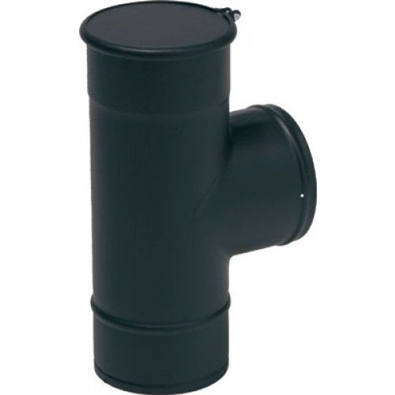 Té équerre acier émail noir mat avec tampon - diamètre 125 mm TEN