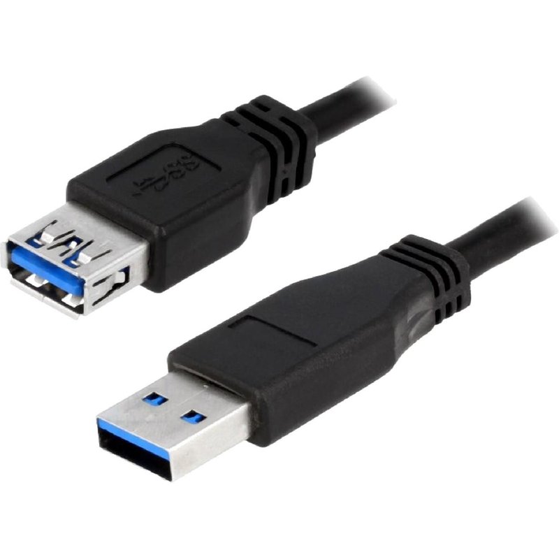 Cable USB 3.0 USB A femelle USB A male 2m - Noir
