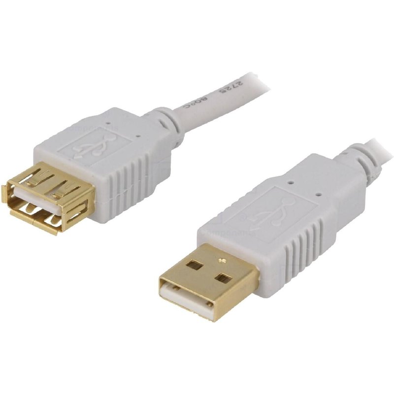 Cable USB A 2.0 femelle.male 1.8m gris