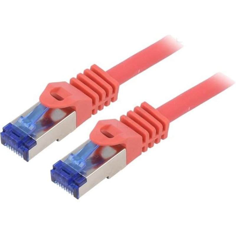 Cable reseau RJ45 male S-FTP Cat 6a rouge- 1m