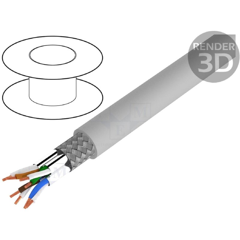 Cordon S-FTP Cat6 100m - Gris