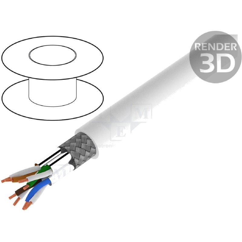 Cordon S-FTP Cat7 100m - Blanc