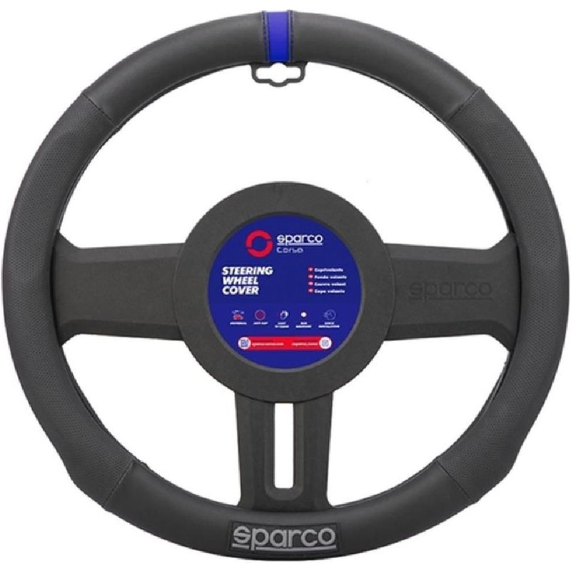 Couvre Volant Noir Avec Lisere Bleu Sparco