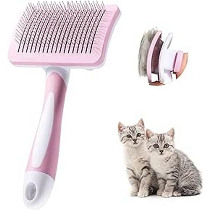 Brosse Autonettoyante Pour Animaux De Compagnie,Brosse Pour Poils Longs Et Courts,Pour Chiens Chats Eliminer Efficacement Des Tomentose Sous-Poil Tangles , Rose