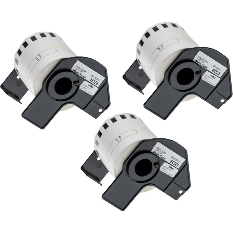 vhbw 3x lot de rouleaux d'étiquettes 62mm x 15,24m compatible avec Brother P-Touch QL-1050, QL-1050N, QL-1060, QL-1060N, QL-500, QL-500A