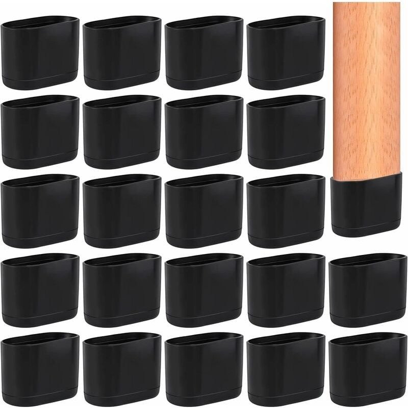 Embout De Chaise Noir, 24 Pcs Protections Pied De Chaise Pour Protéger Les Meubles Et Le Sol, Embout De Chaise Convient Aux Pieds De Table En Plastique (15×30mm) Goodnice