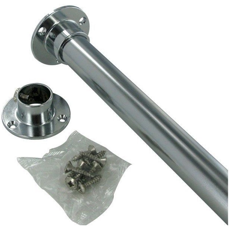 Kit barre de penderie extensible et supports diam. 30 x 15 mm ovale chromé 0.9 m