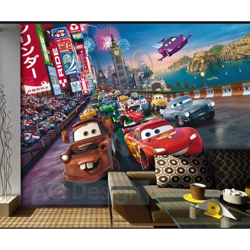 Papier peint XXL intisse Cars Disney h 255 cm L 360 cm
