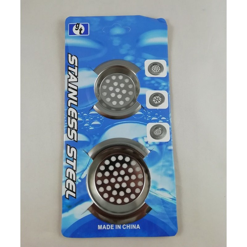 2 Crépines d' évier en Métal Filtre Grille Filtration Lavabo Douche 75 et 65 mm