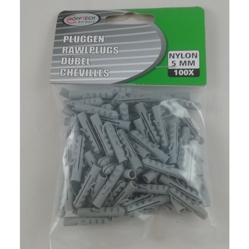 100 Chevilles en Nylon 5 mm Béton Agglo Parpaing Pierre Bricolage Visserie