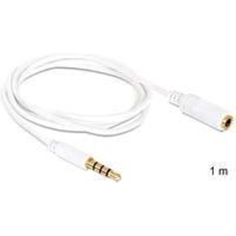 Delock - Câble audio - mini-phone stereo 3.5 mm mâle pour mini-phone stereo 3.5 mm femelle - 1 m - blanc