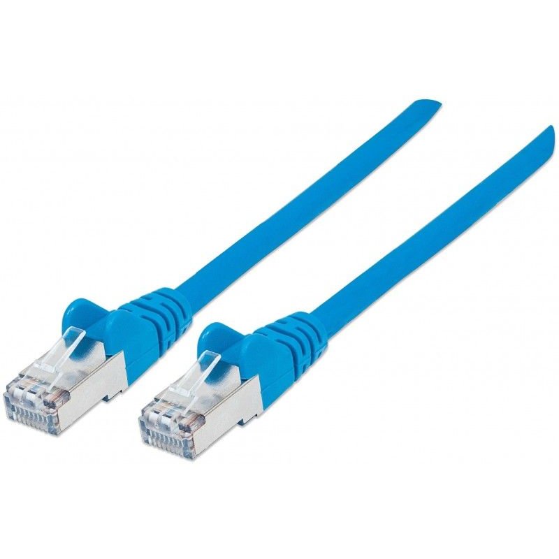 Intellinet Network Patch Cable, Cat6A, 15m, Blue, Copper, S/FTP, LSOH / LSZH, PVC, RJ45, Gold Plated Contacts, Snagless, Booted, Lifetime Warranty, Polybag - Cordon de raccordement - RJ-45 (M)...