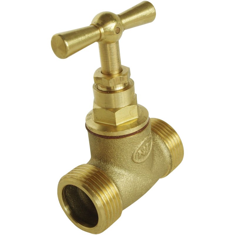 Robinet d'arrêt à visser double Mâle MM12X17 - En laiton brut