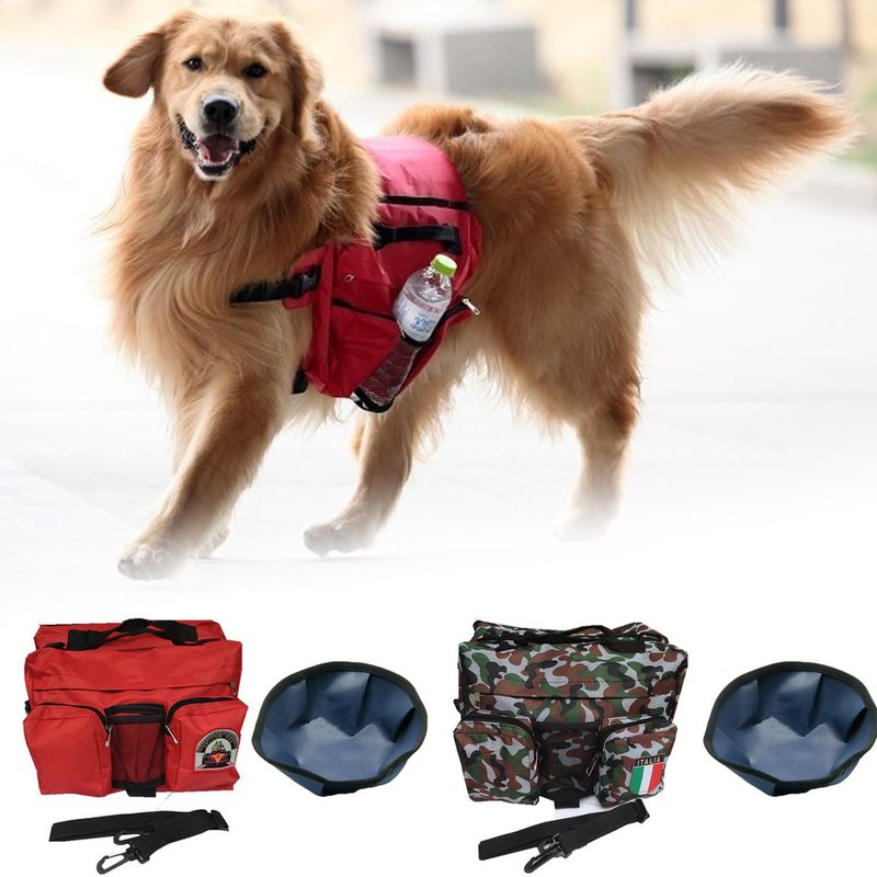 Behogar Réglable Oxford Chien De Compagnie Voyage Sac De Selle Formation Camping Randonnée Pack Sacs Sac À Dos Harnais Avec Bol Pliant