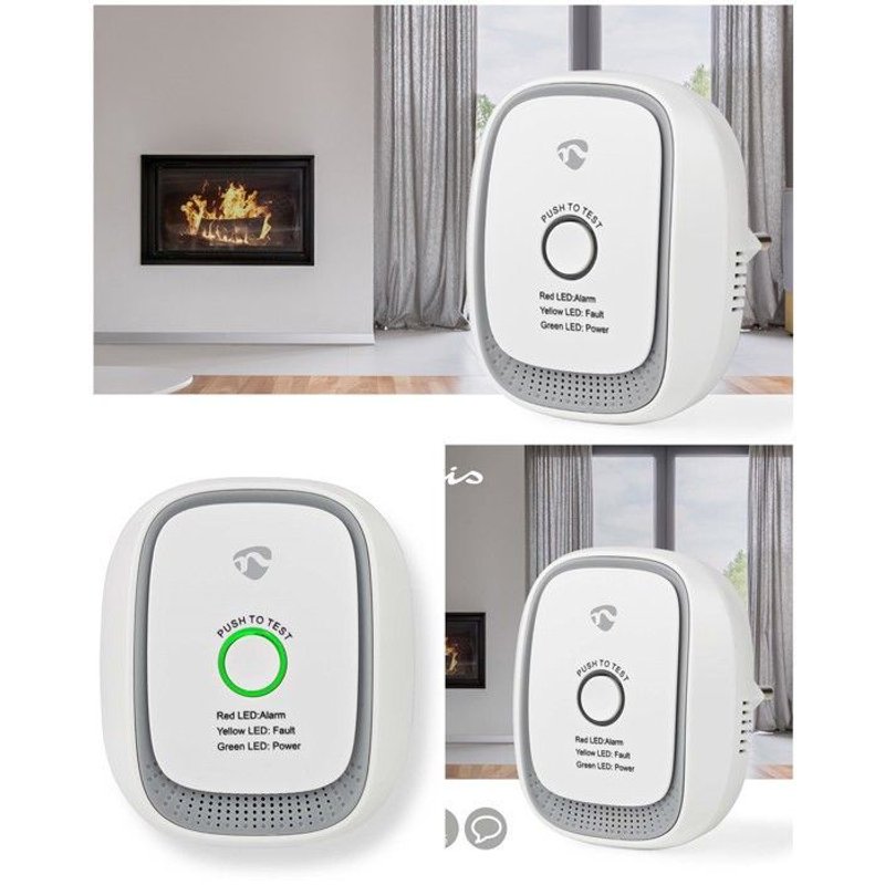 DETECTEUR de fuite de Gaz domestique capteur compatible Android ou IOS bouton test 75dB Blanc