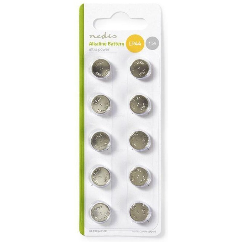 Piles boutons alcalines LR44, 10 pièces