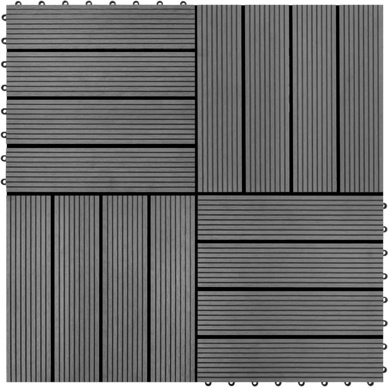 vidaXL Carreaux de terrasse 22 pcs 30 x 30 cm 2 m2 WPC Gris