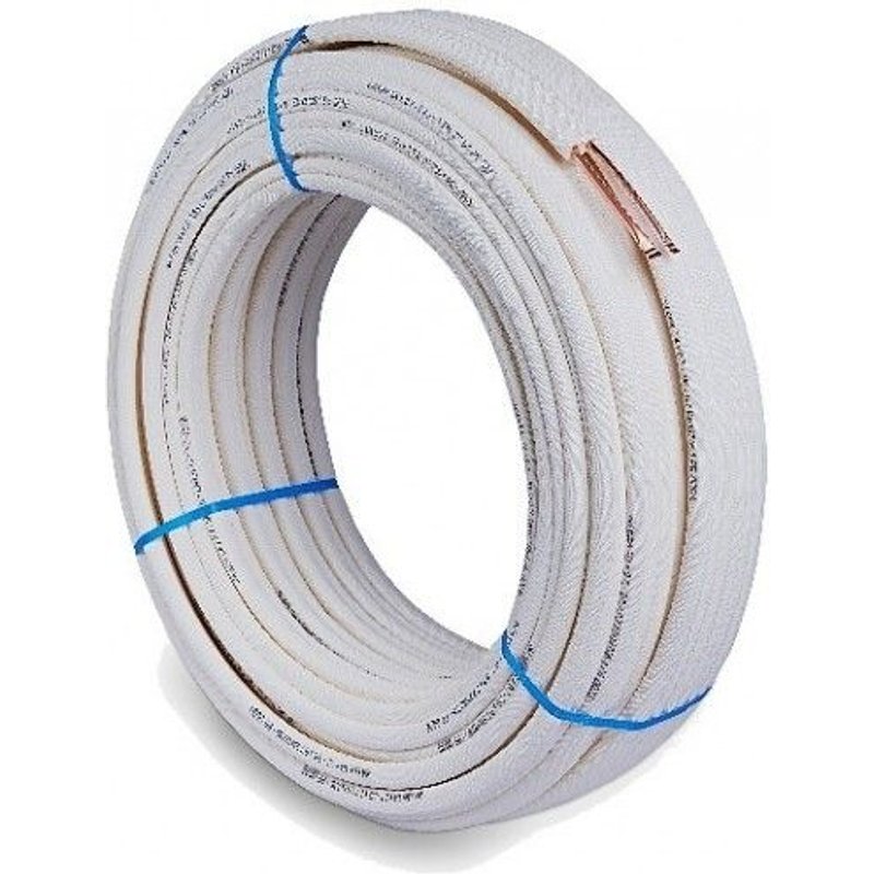 Couronne de tube cuivre cerclée CU 0,8-10 - D3/8-5/8 - isolé - blanc - 10 mètre EID