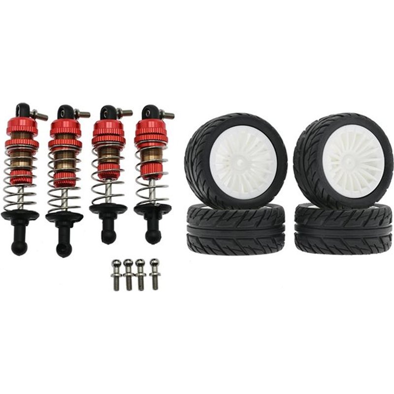 Ensemble D'amortisseurs En Métal Et De Pneus Caoutchouc Pour Sg1603 Sg1604 Sg1605 Ud1601 Ud1602 Ud1603 1/16 Pièces Voiture Rc, Blanc