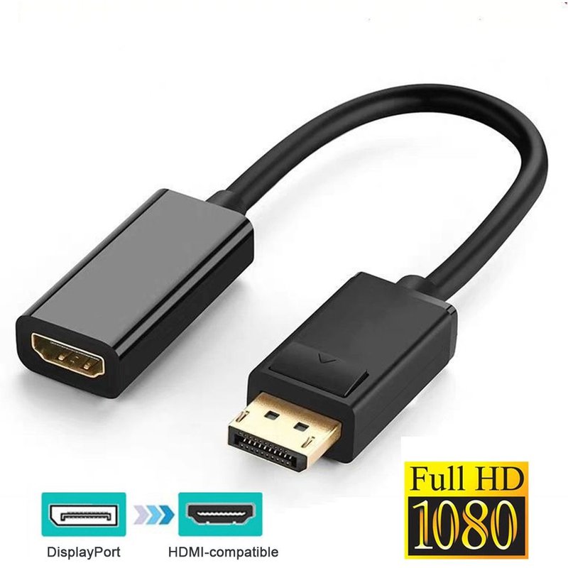 1080P Adaptateur mâle DP vers femelle compatible HDMI, port d'affichage 4K vers HDMI, convertisseur de câble, audio vidéo, budgétaire PC HDTV ""Nipseyteko