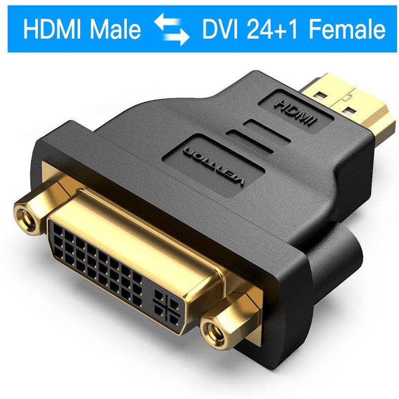ECCB0 Vention-Adaptateur DVI vers HDMI bidirectionnel, connecteur de câble, 24 + 1 mâle vers HDMI femelle ""Nipseyteko