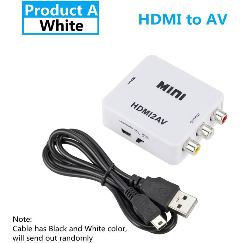 HD2AV White Other Adaptateur de détartreur AV compatible HDMI vers HDMI, boîtier de convertisseur vidéo composite, adaptateur de détartreur vidéo CVSB L et R, RCA AV vers HDMI, 1080P ""Nipseyteko
