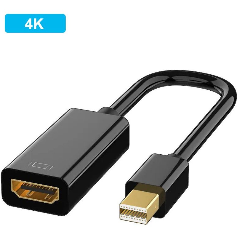 Black-4K Adaptateur compatible Mini DisplayPort vers HDMI, 4K, 1080P, Mini DP mâle vers HD femelle, convertisseur compatible pour MacPleAir, Pro ""Nipseyteko