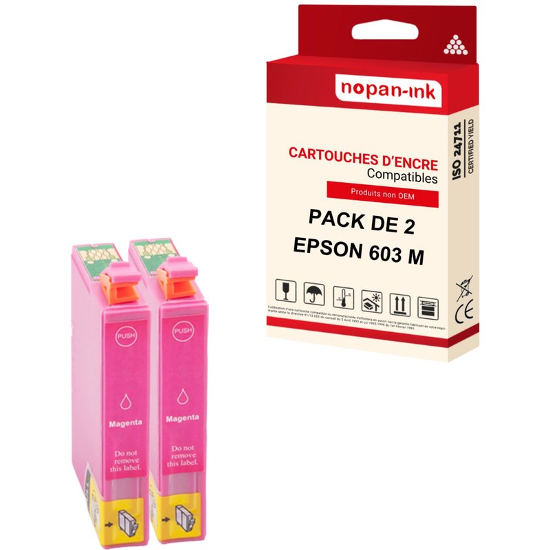 NOPAN-INK - x2 Cartouches compatibles pour EPSON 603 XL 603XL Magenta (Etoile de mer) pour Epson Expression Home XP-2100 XP-2105 XP-3100 XP-3105 XP-41
