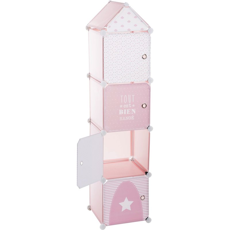 Meuble De Rangement Enfant Colonne - 34 X H. 140 Cm - Rose