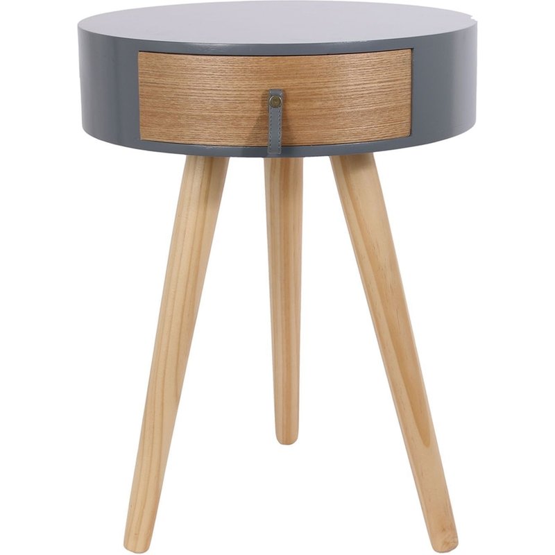 Table De Chevet Scandinave Nora - Diam. 35 X H. 45 Cm - Gris